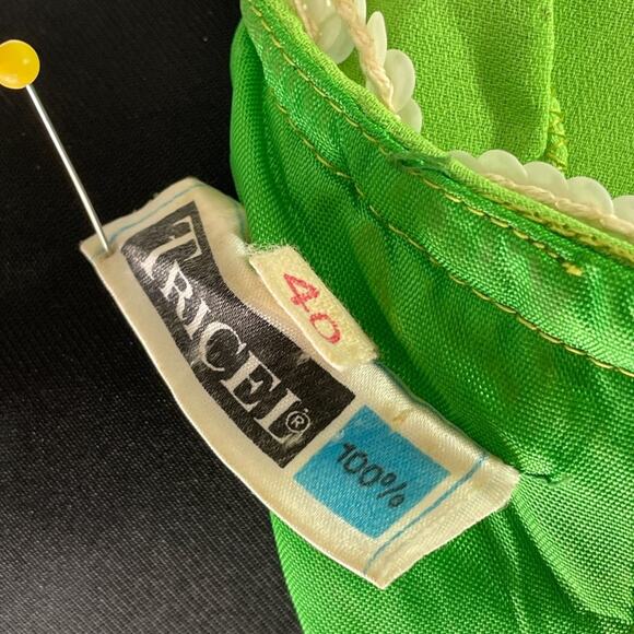 Vintage 1960s Neon Green Mini Dress with Sequin Accents β Tricel 100% Acetate - Picture 12 of 16